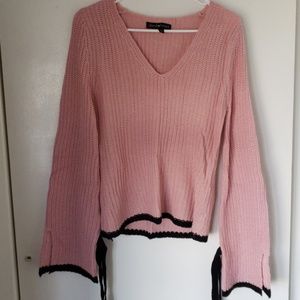 V-neck pink sweater